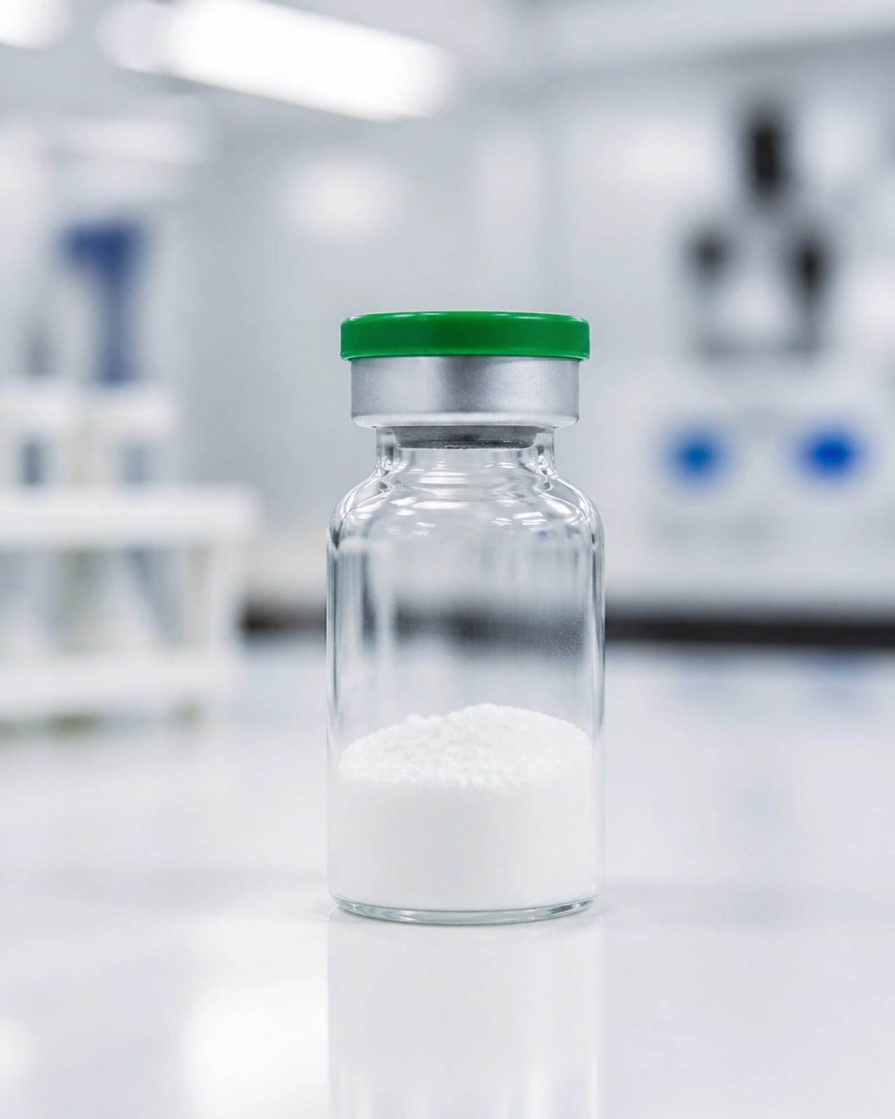 Professional clinical setup with peptide vial