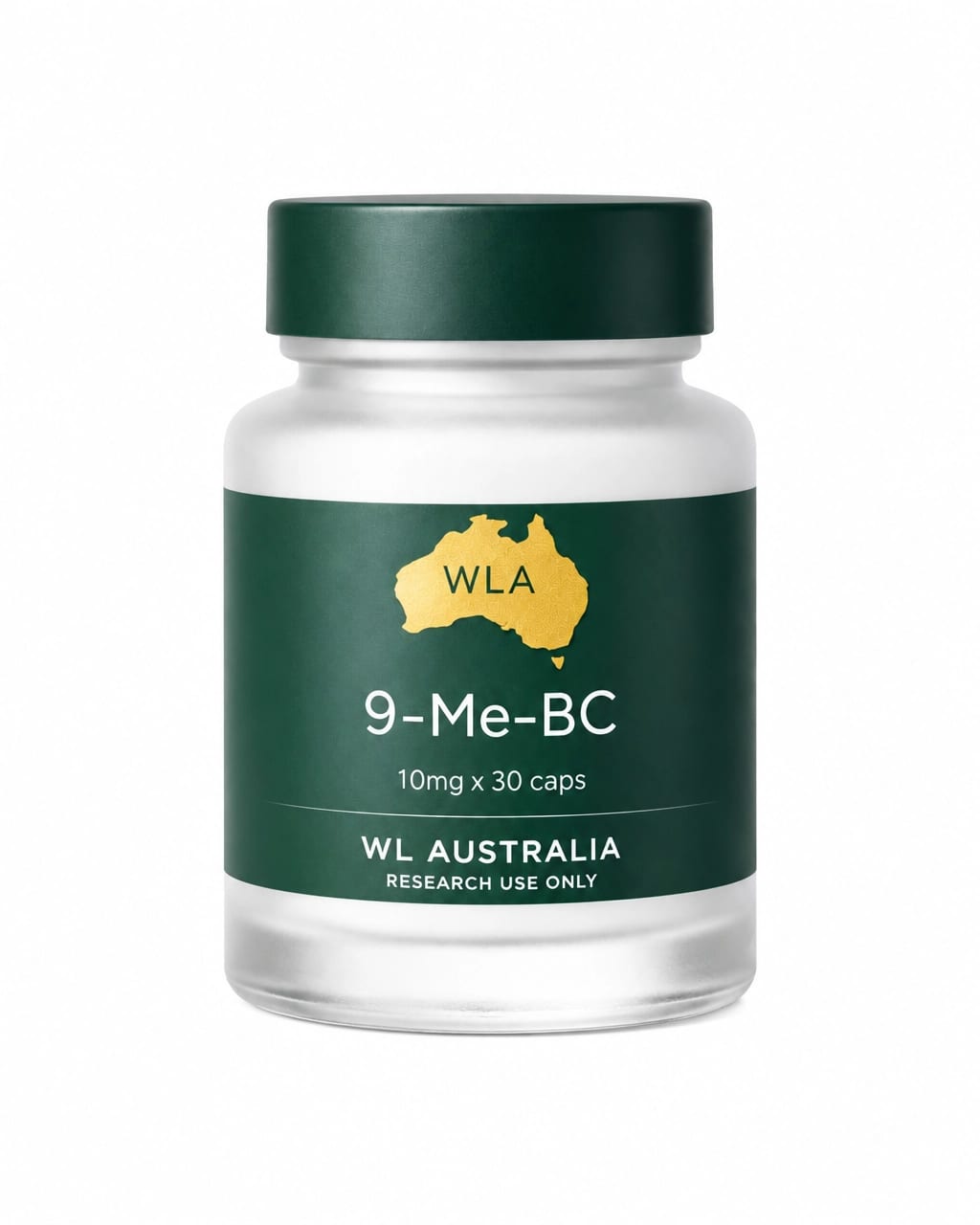 WL Australia 9-Me-BC bottle presented in clean clinical product photography