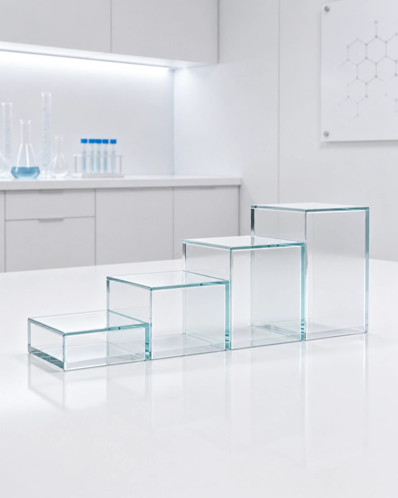 Minimalist abstract diagram of rising glass steps
