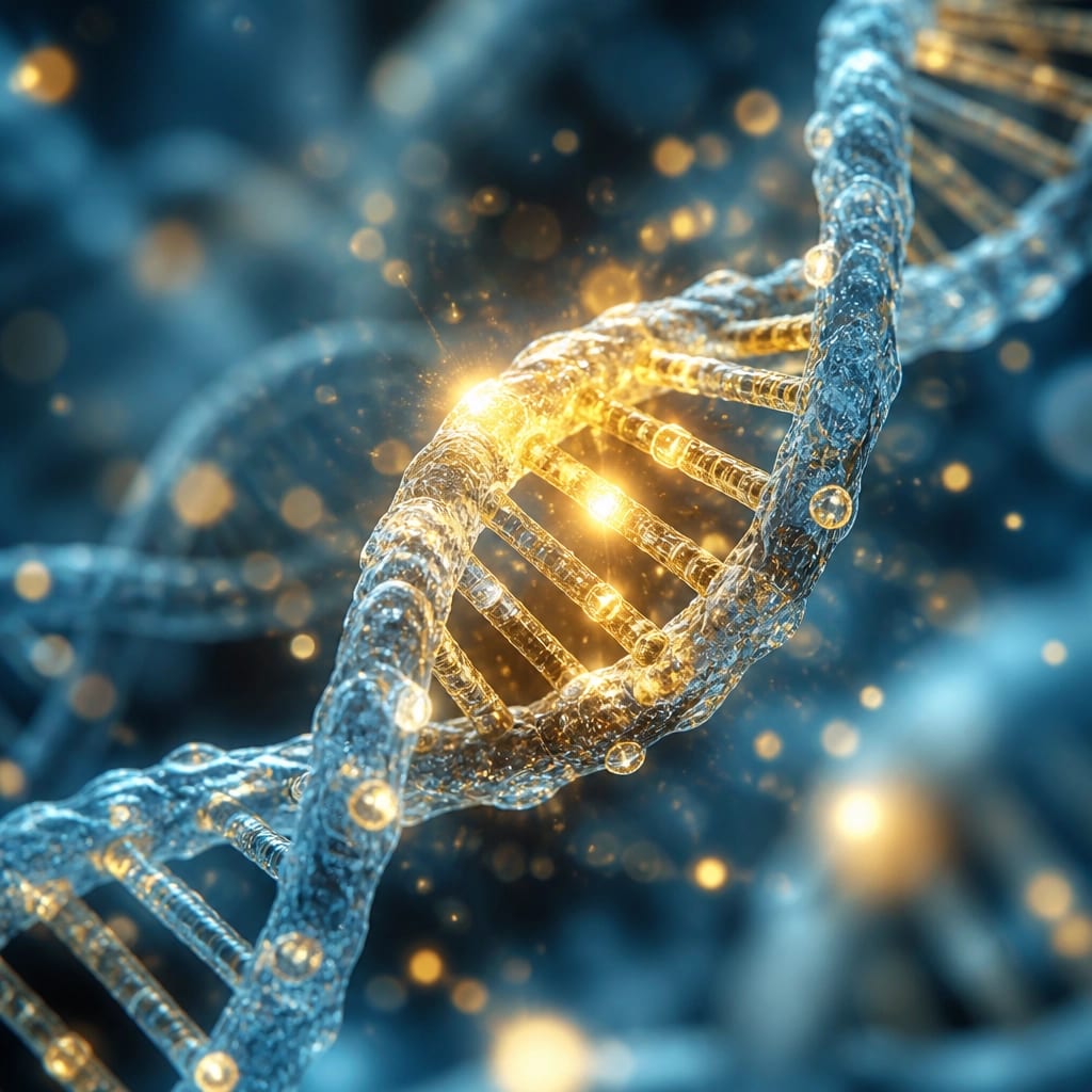 Abstract DNA visualization representing the epigenetic modulation of Testagen