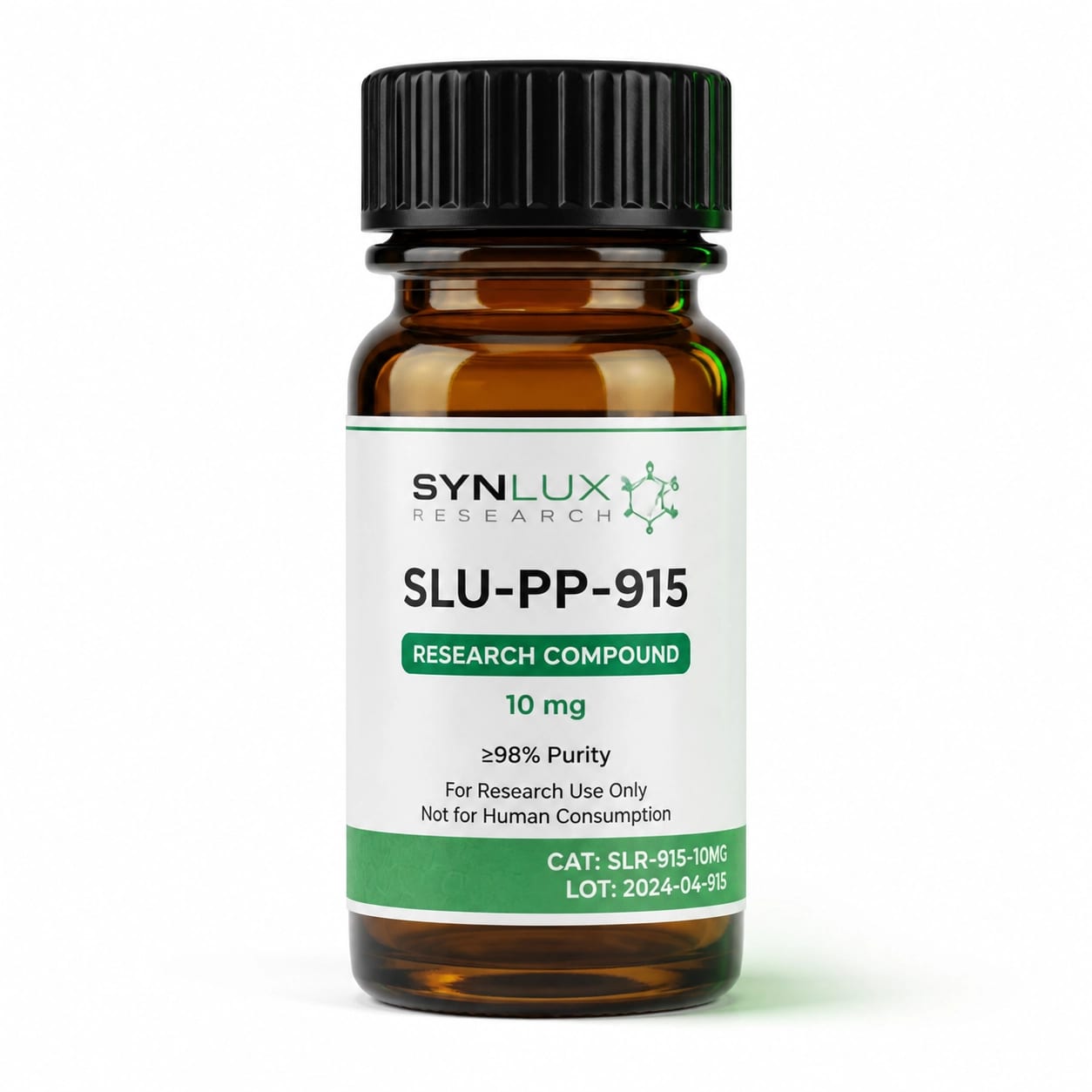 Research compound bottle labeled SLU-PP-915 on a clean white background