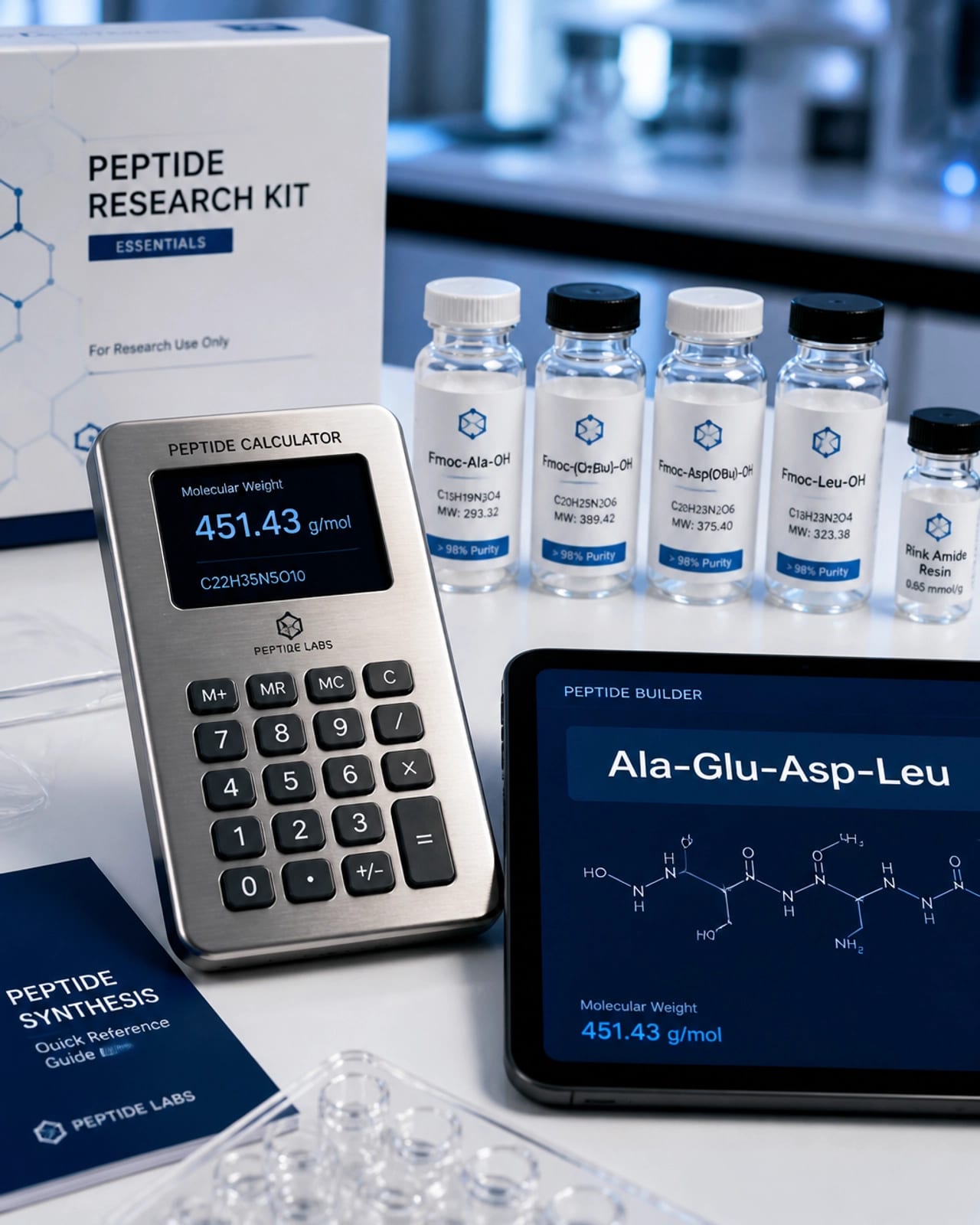 Bronchogen research image showing a laboratory peptide vial and respiratory cell research