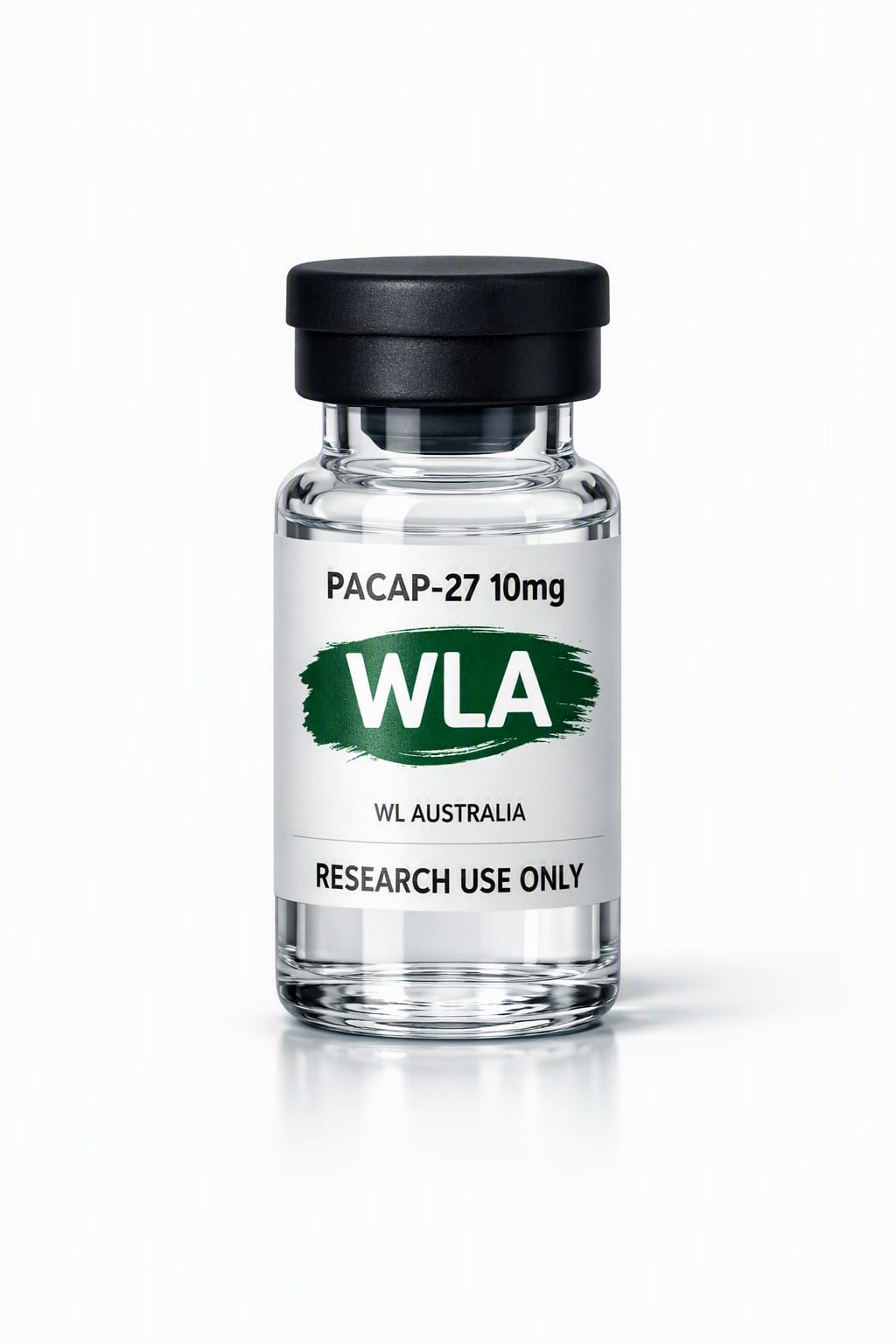 PACAP-27 10mg research peptide vial shown as the shorter companion form
