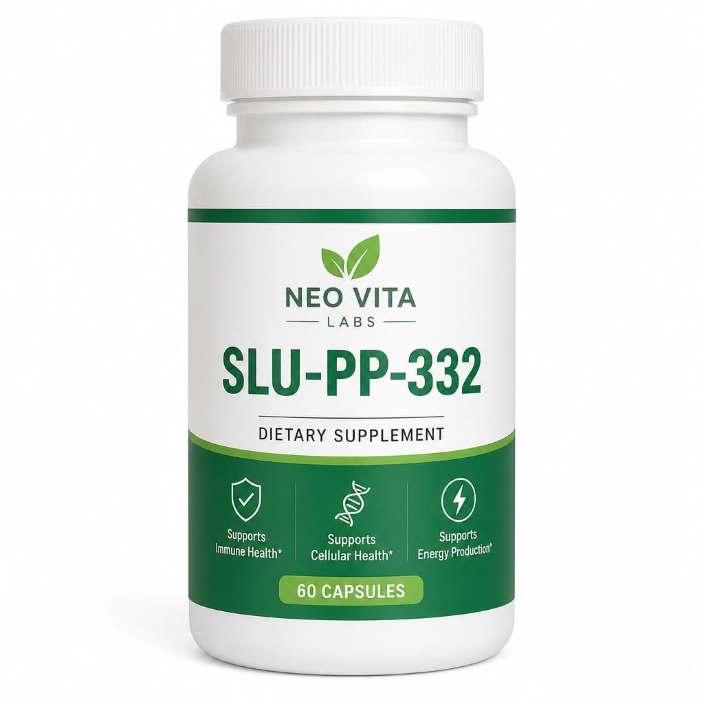 A single bottle of SLU-PP-332 representing the metabolic hardware upgrade.
