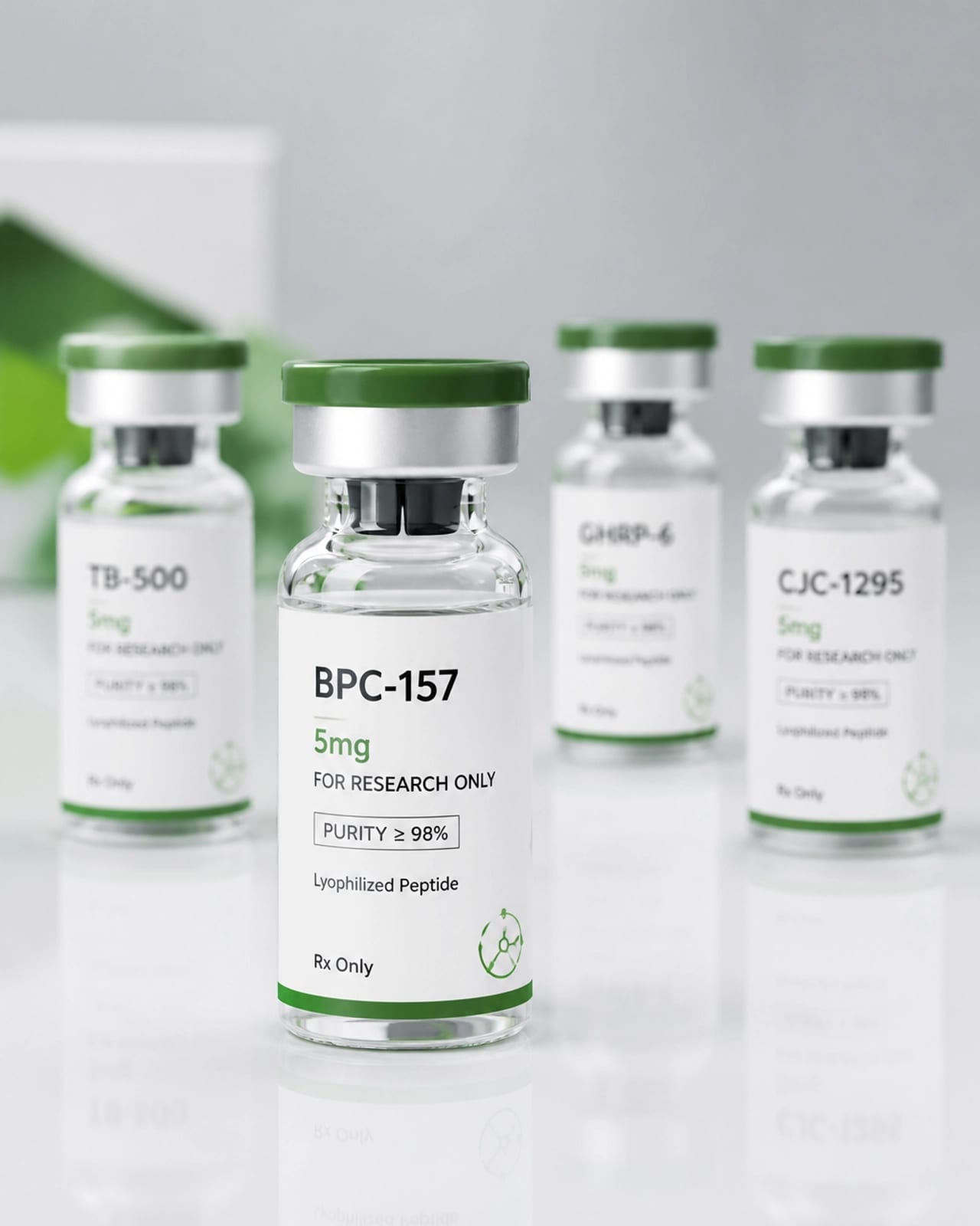 Clinical peptide vials representing high-grade therapeutic research