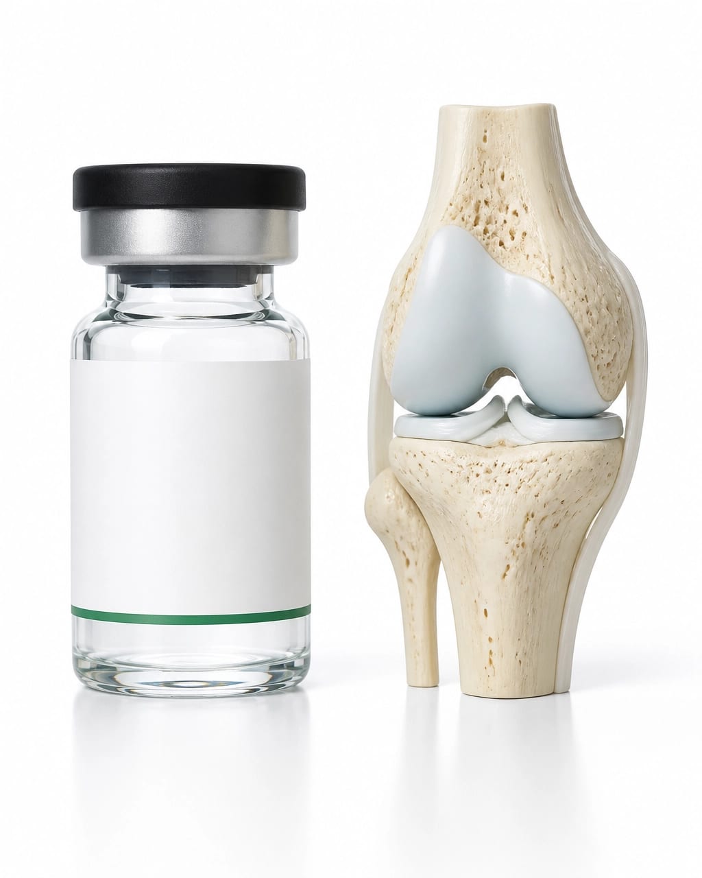 Realistic anatomical knee cartilage model with a clean, clinical white presentation