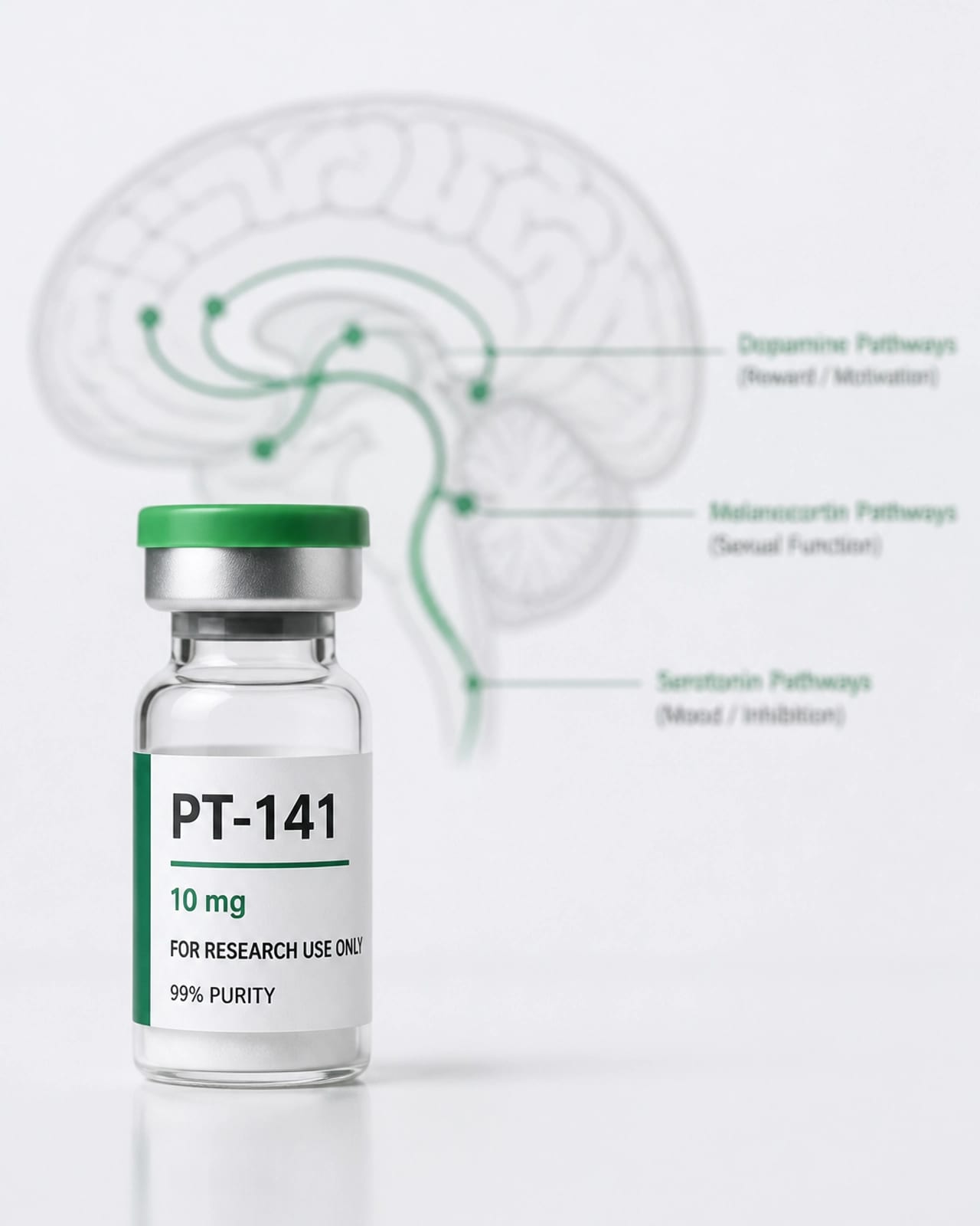 PT-141 vial highlighting neural pathway focus