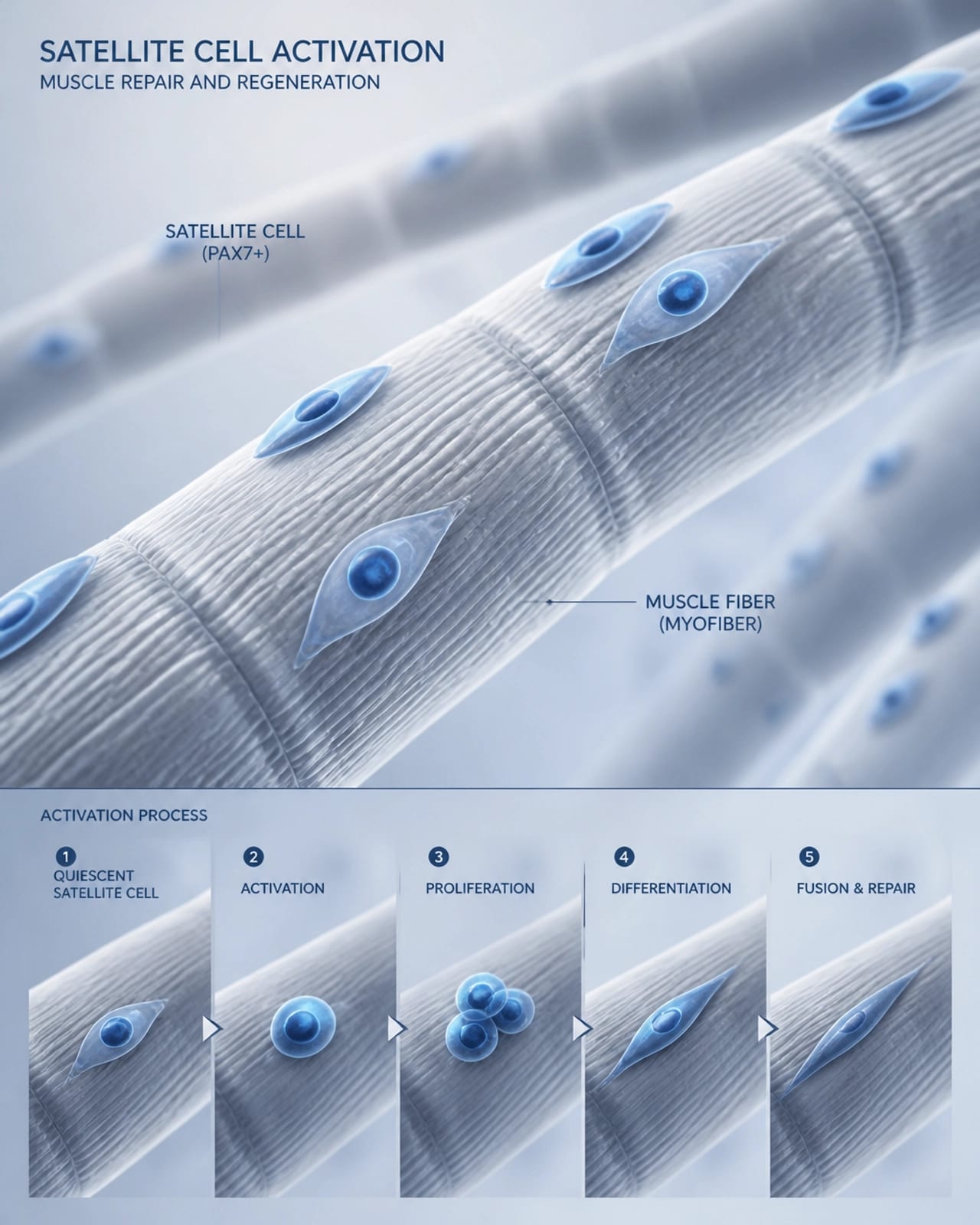 Microscopic visualization of satellite cell activation