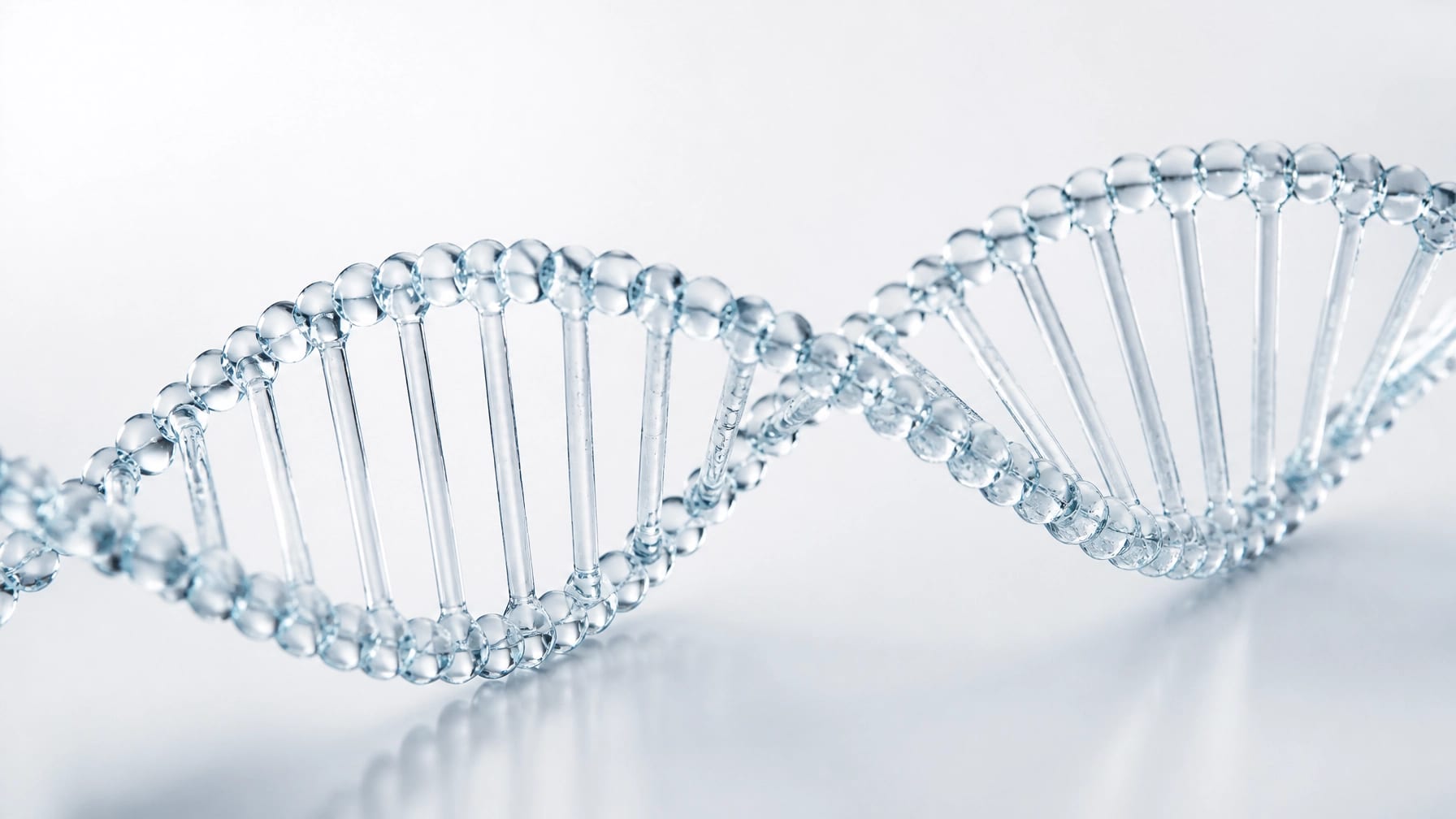 Conceptual high-definition image of a glowing DNA structure representing genetic repair and longevity