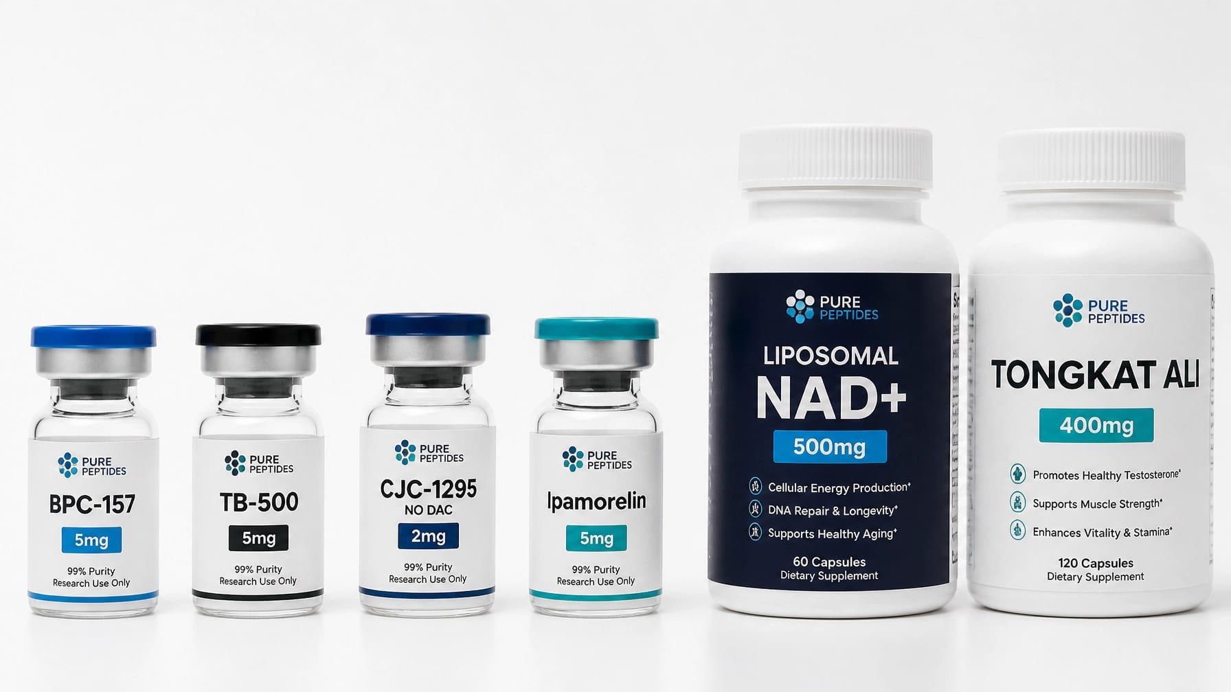 Clinical peptide vials and supplement bottles