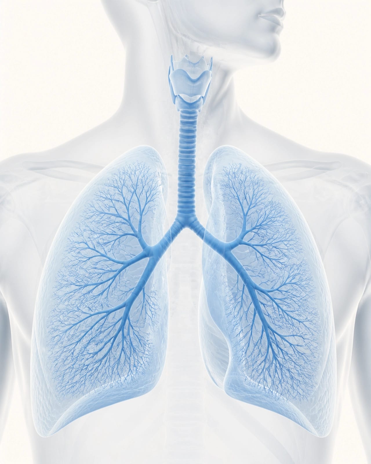 Clinical anatomical illustration of the human respiratory system