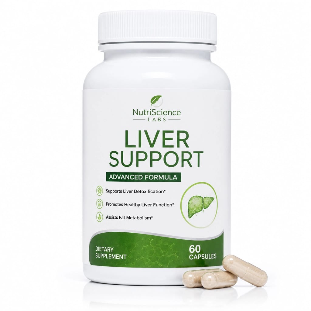 Supplement capsule bottle on a clean white background