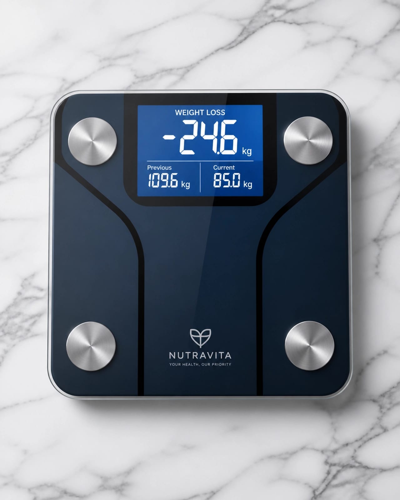 Digital scale showing weight loss progress