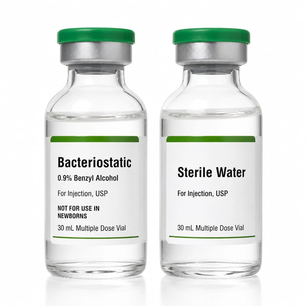 Comparison of Bacteriostatic and Sterile Water vials.
