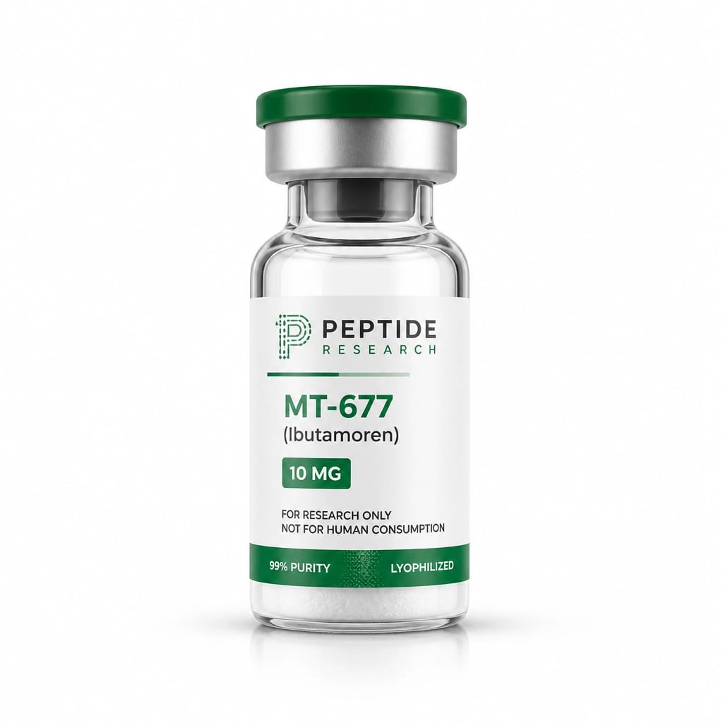 Clinical peptide vial on white background