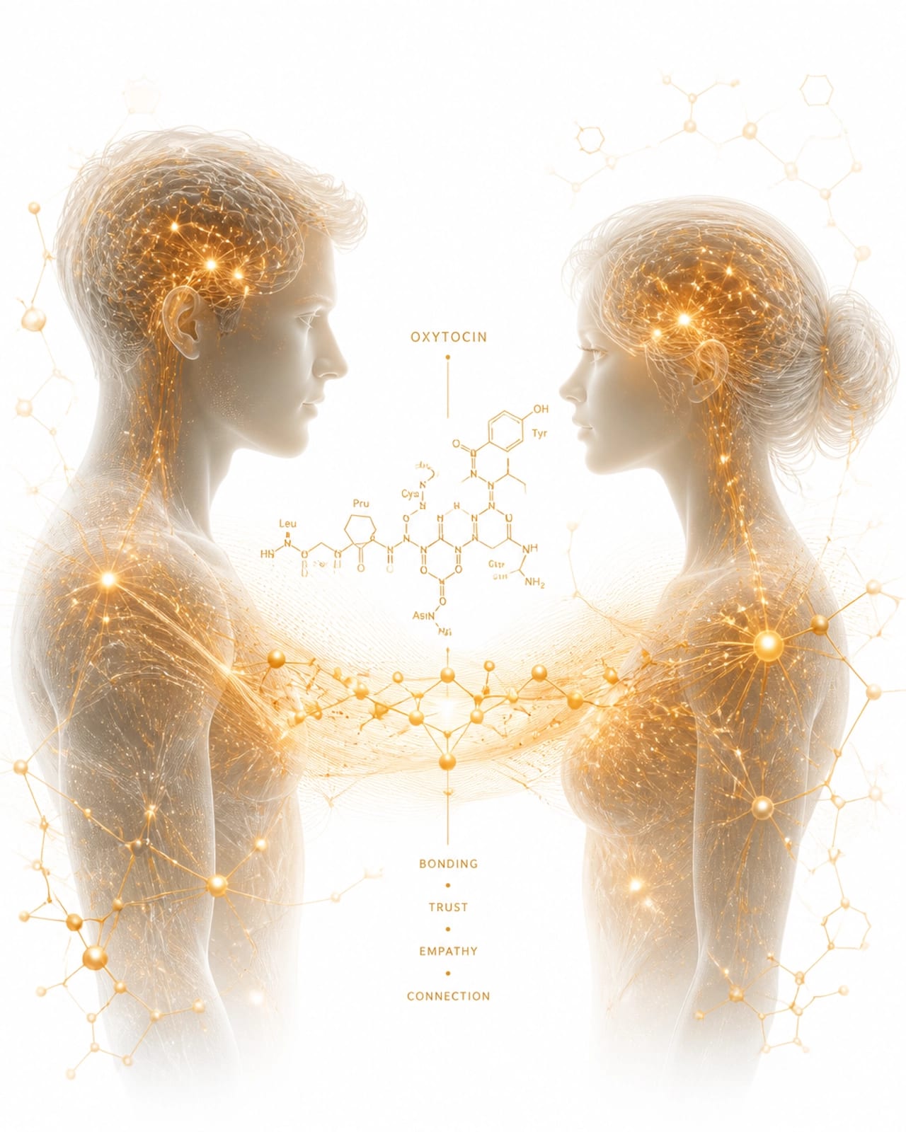 Abstract molecular bonds representing the social signaling pathways of Oxytocin.