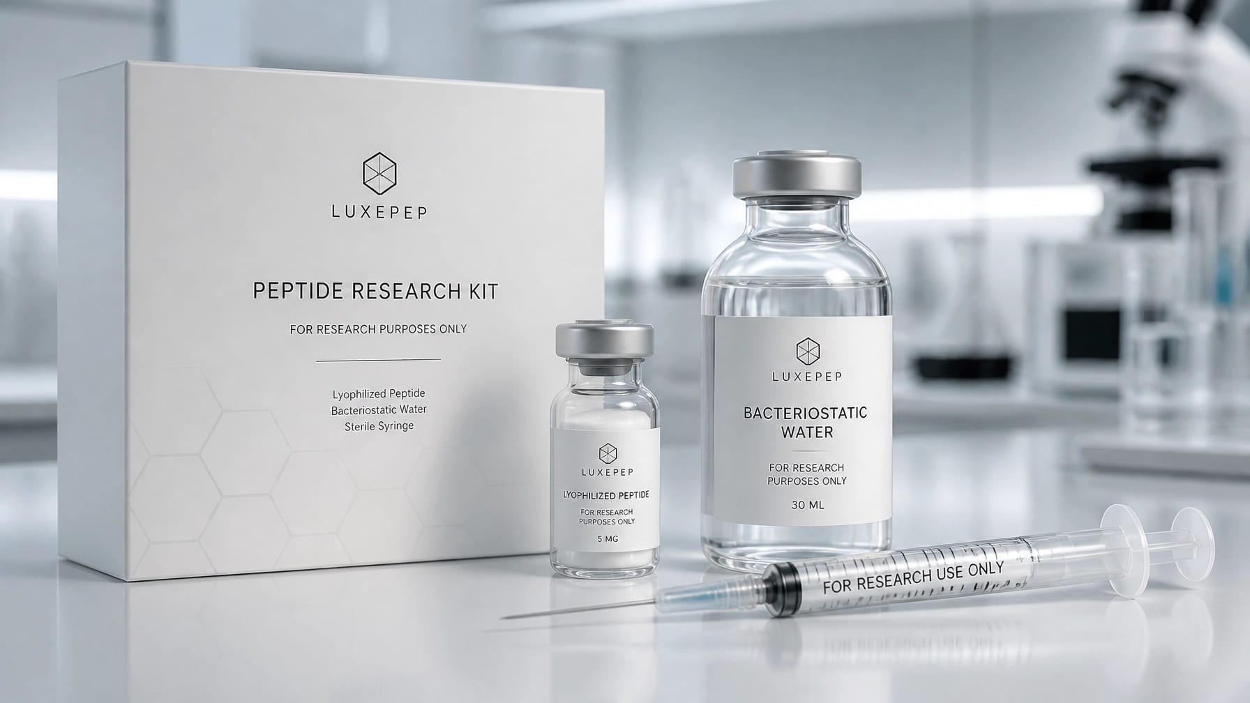 High-tech laboratory research kit for peptide studies