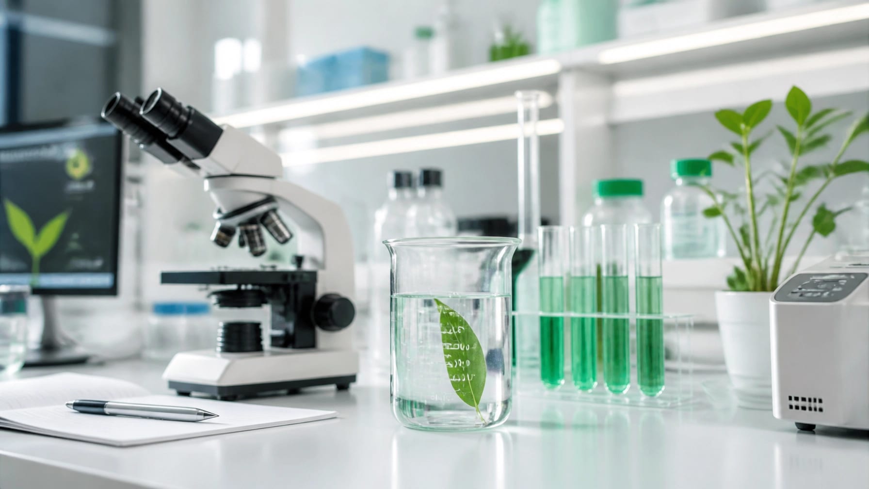 Professional laboratory workbench with molecular research equipment