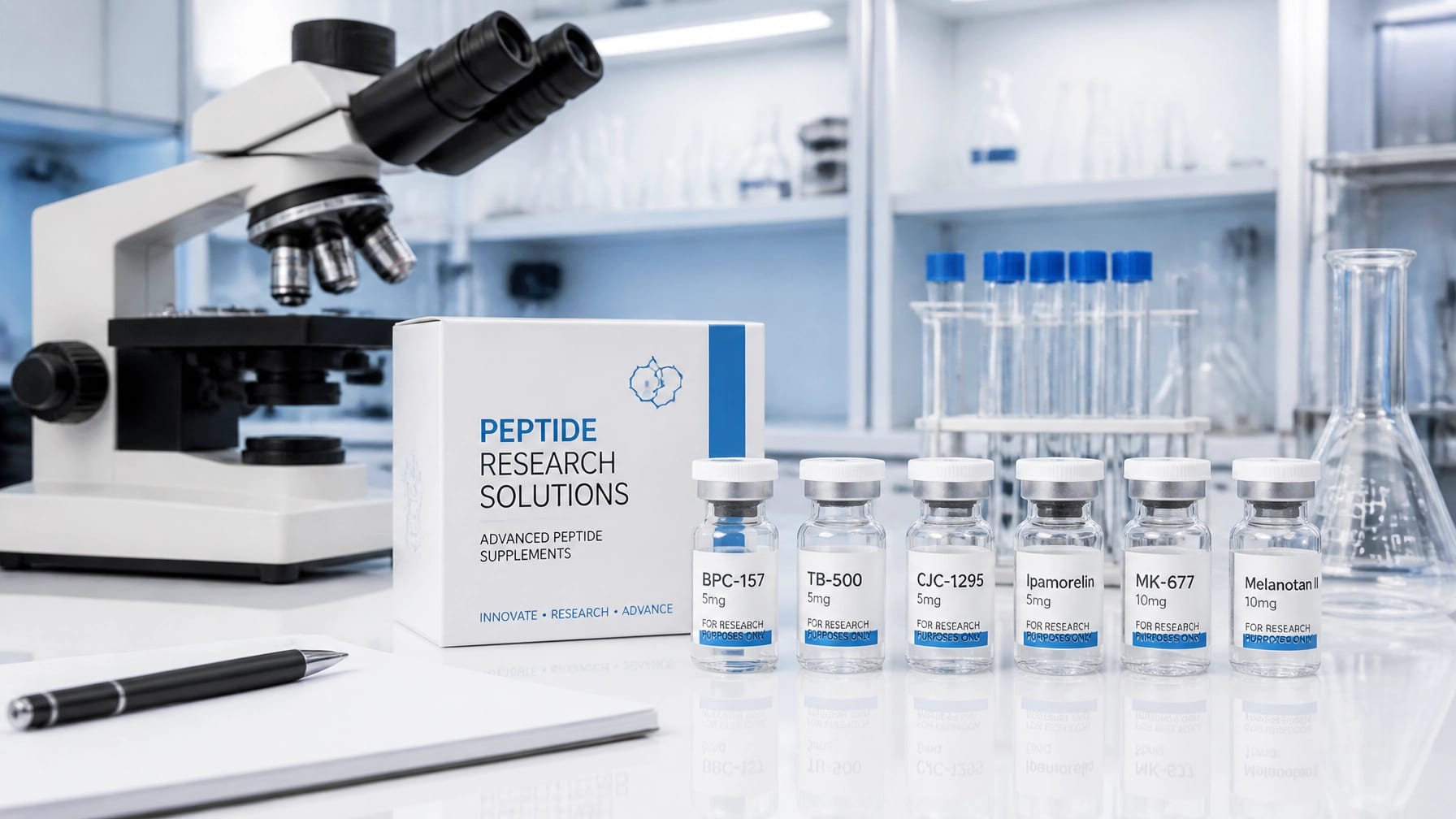 Modern laboratory research equipment for peptide and bioregulator analysis