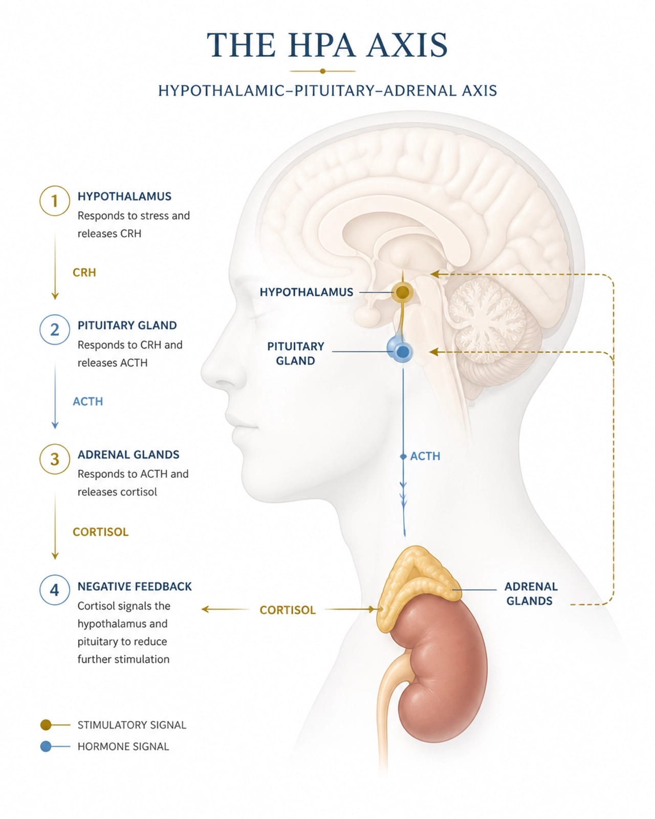 Scientific illustration of the HPA axis in the brain