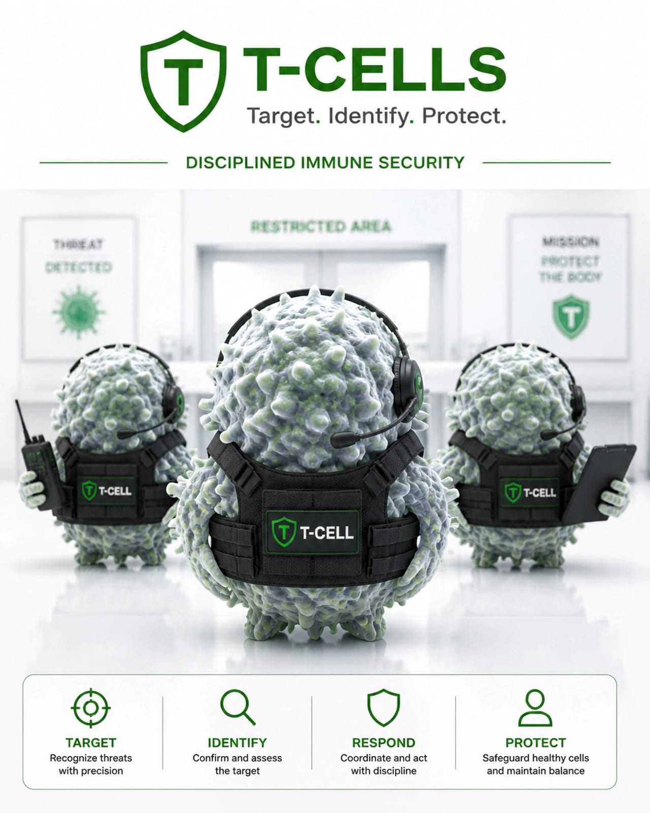 Immune Security Force: Mature T-cells organized for biological defense