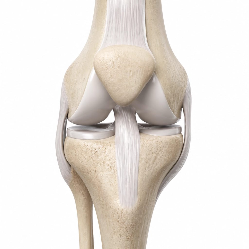 Anatomical illustration of a healthy knee joint